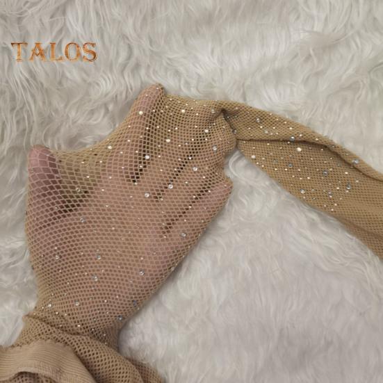 Women Sexy Pantyhose Shiny Rhinestone High Elasticity Anti-slip Ultrathin See-through Hollow Out Fishnet Soft Skinny Party Club Pantyhose