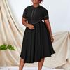 African Large-size Women's Clothing Summer New Models, Elegant Temperament, Large Skirt, Word Skirt, Short-sleeved Dress.