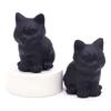 2" Söt Katt Naturlig Matt Svart Obsidian Reiki Healing Kristallsten Snideri Hemdekoration Ädelsten Djurstaty Hantverk Gåva
