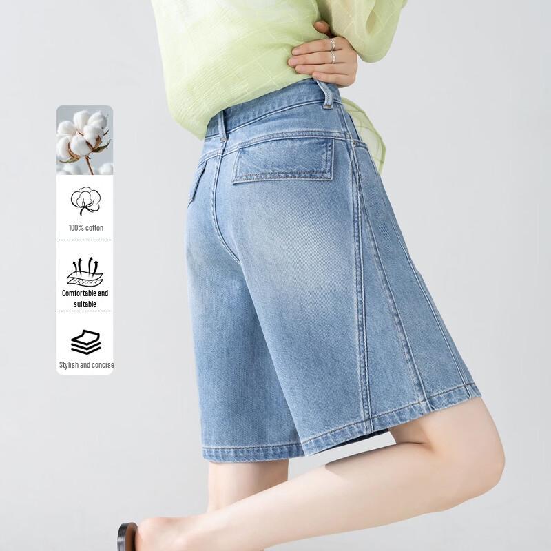 Women s High-Waist Loose Fit Denim Shorts S