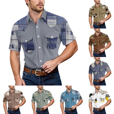 Men'S Fashionable Lapel And Shoulder Length Short Sleeved Casual Top