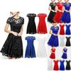 Elegant Women's Lace Floral Prom Swing Dress For Stylish Bridesmaid Celebrations