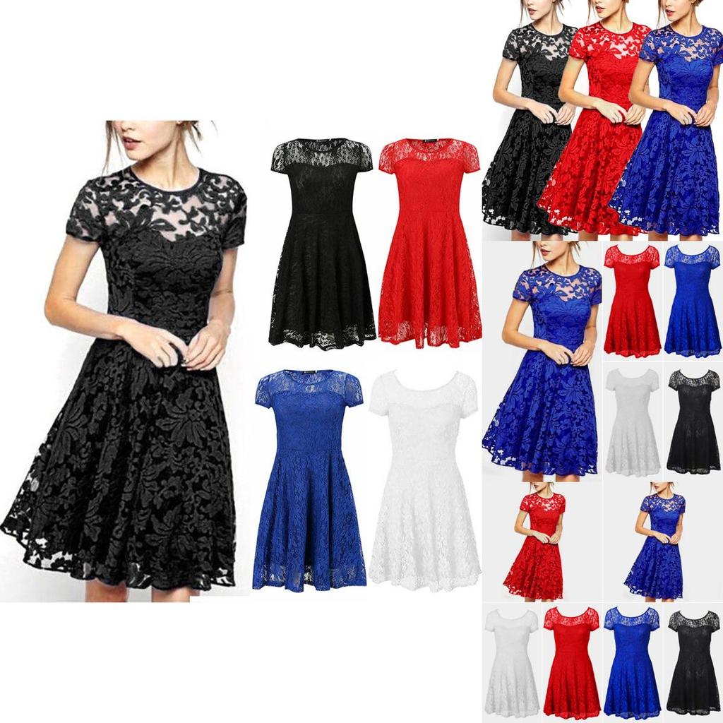 Elegant Women's Lace Floral Prom Swing Dress For Stylish Bridesmaid Celebrations