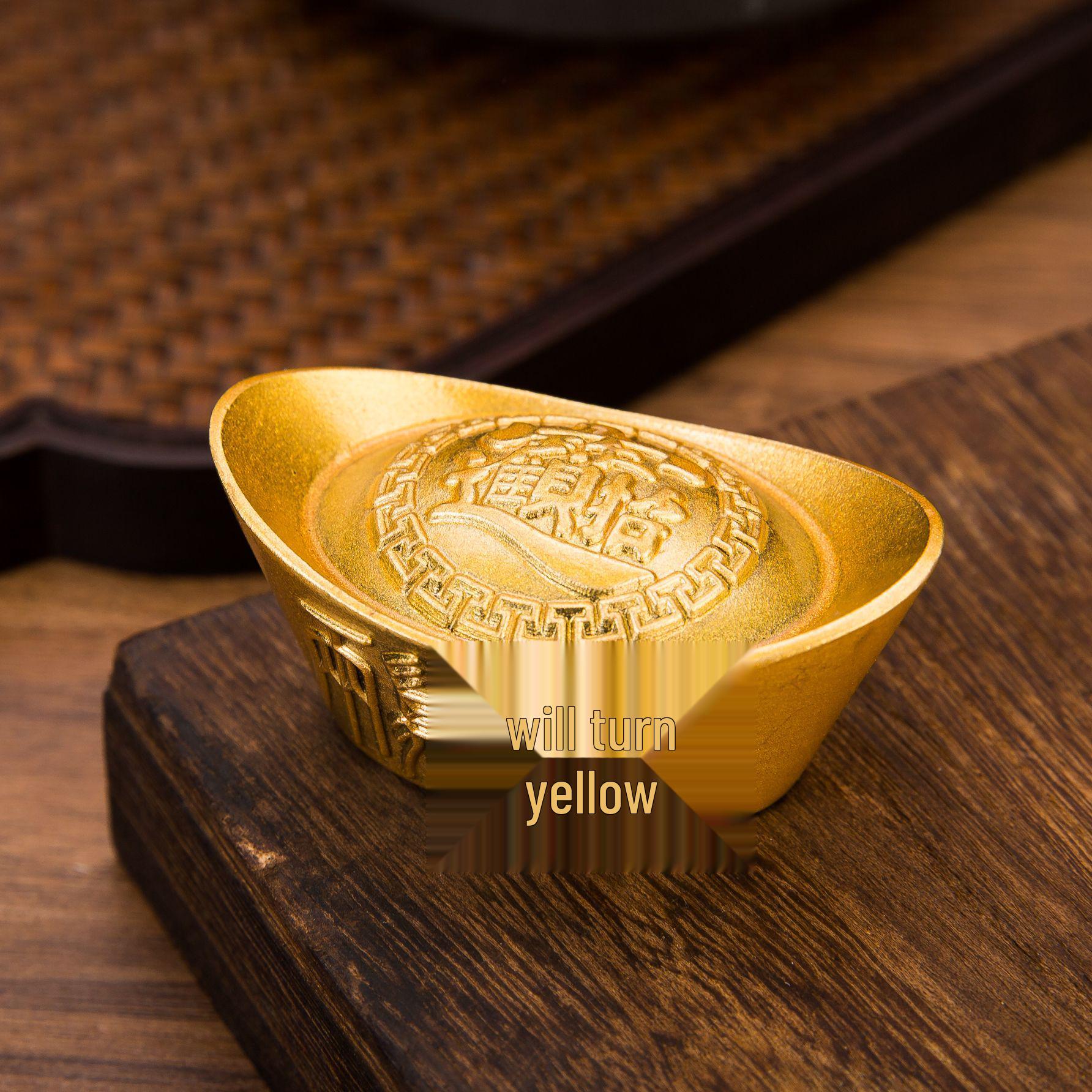 

Compact Brass Gold Ingot Ornament: Home & Office Lucky Charm