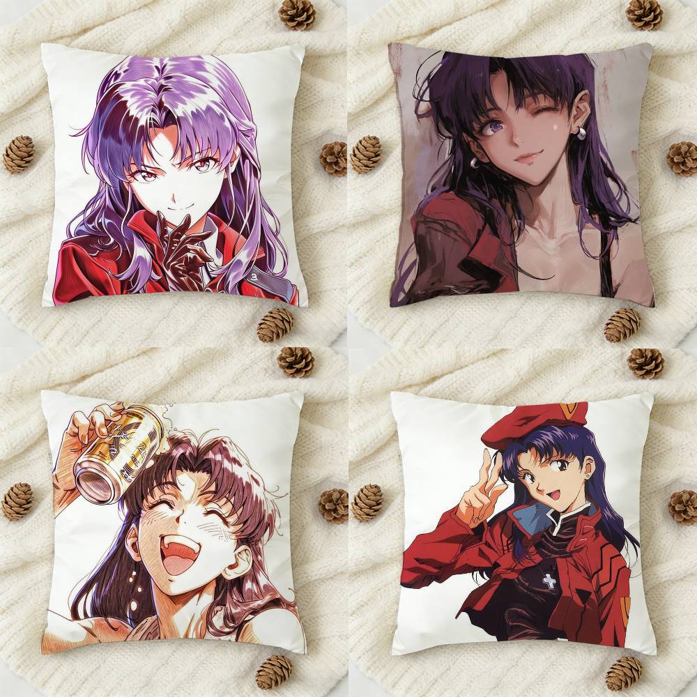 MMisato Katsuragi Anime Doublesided Printed Square Decorative Cushion Cover for Sofa Living Room Home Decor