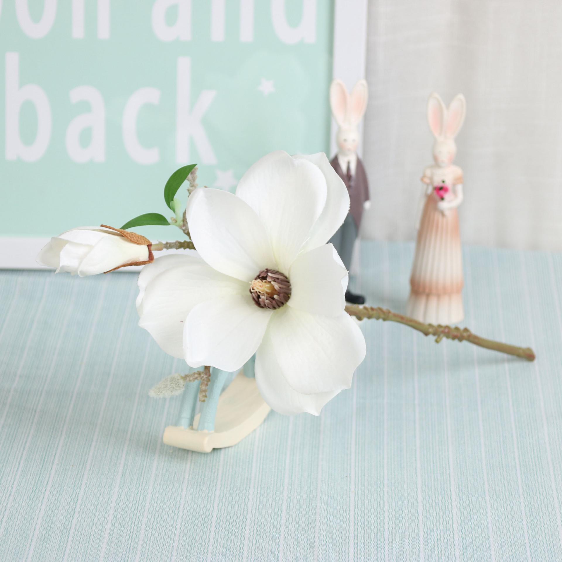 

Simulation flower short branch mini small magnolia single branch magnolia wedding silk cloth living room decorative flower 36 белый