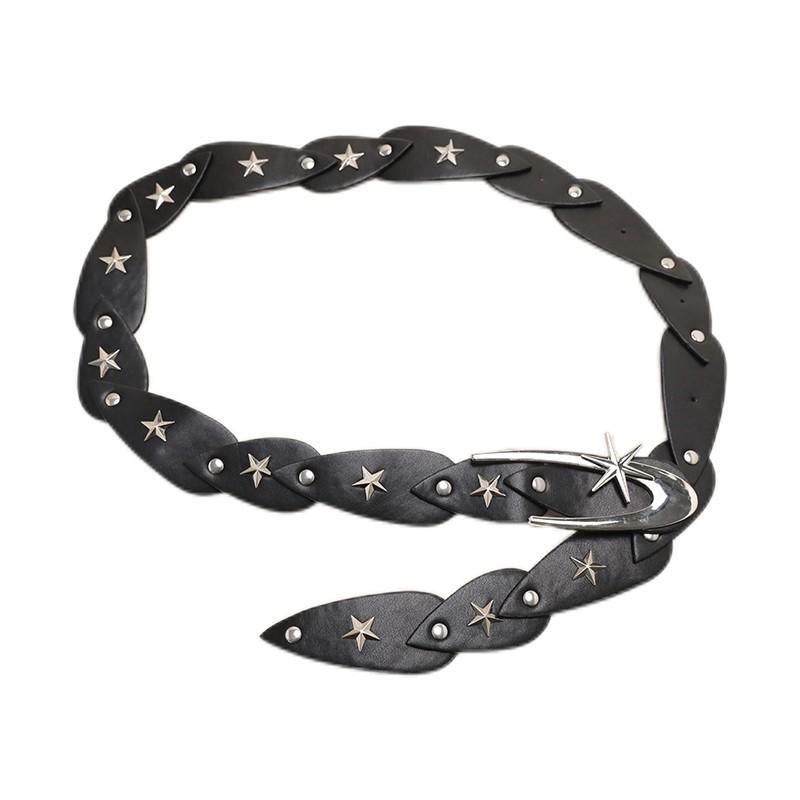 Retro Star Shape Pu Leather Belt For Women With Slim Fit And Highend Design