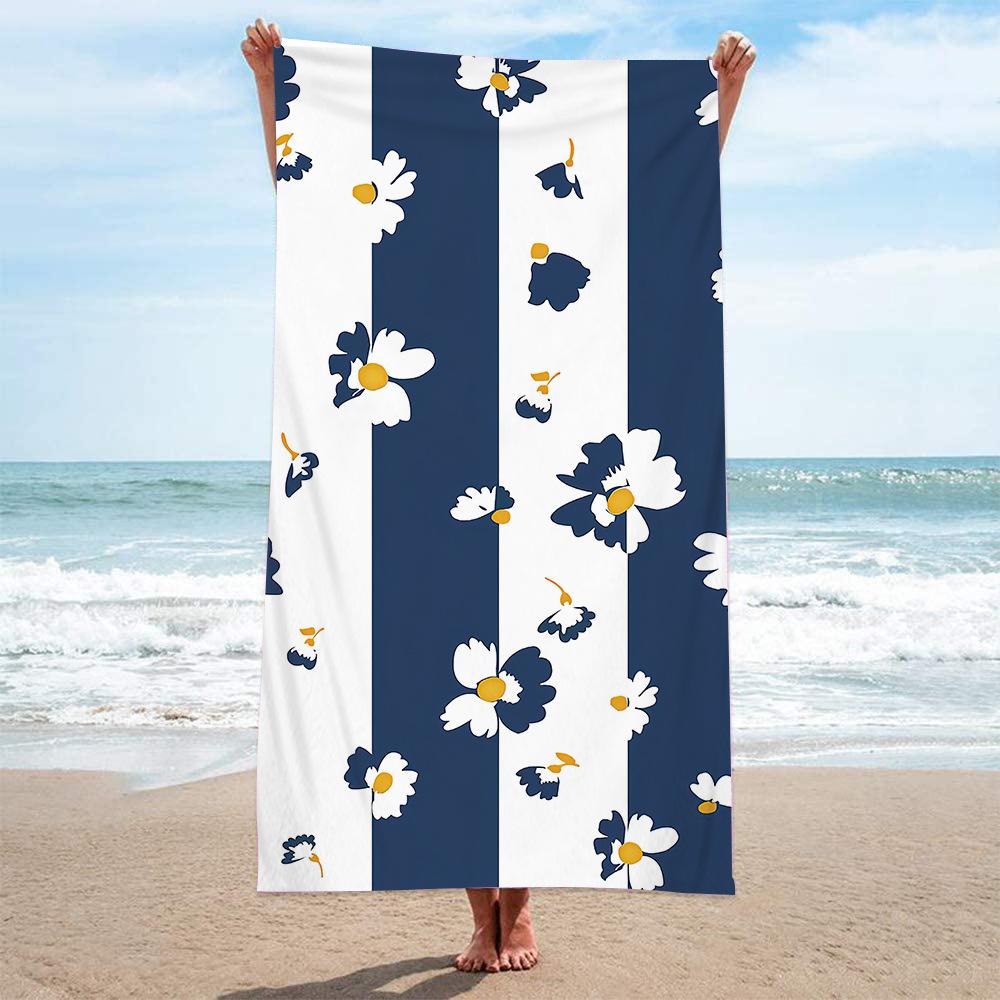 1pc Abstract Lemon Fruit Striped Pattern Beach Towel, Ultra-fine Fiber Quick Drying Absorbent Outdoor Swimming Beach Towel
