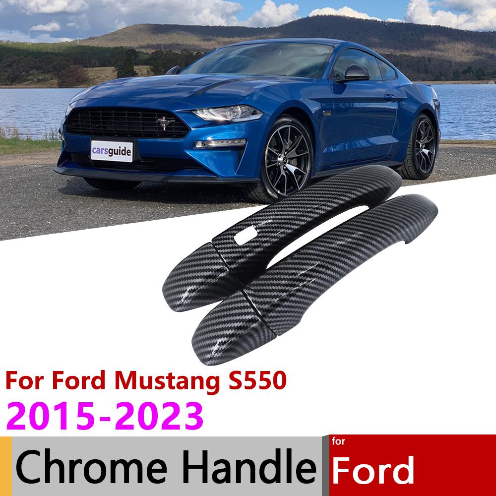 

Для Ford Mustang S550 MK6 2015 ~ 2023 Углеродное волокно Умная дверная ручка Крышка Комплект отделки Защитные наклейки Внешний автомобиль