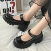 Fashion British Chunky Heel Mary Janes Shoes Woman 2024 Thick Platform Buckle Straps Pumps Women Round Toe Patent Leather Shoes