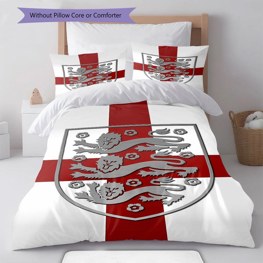 England National Football Team Pattern Bedding,Quilt Set Quilt Cover Pillowcase Home Birthday Gift(1 * duvet cover + 2 * pillowcase, without core)