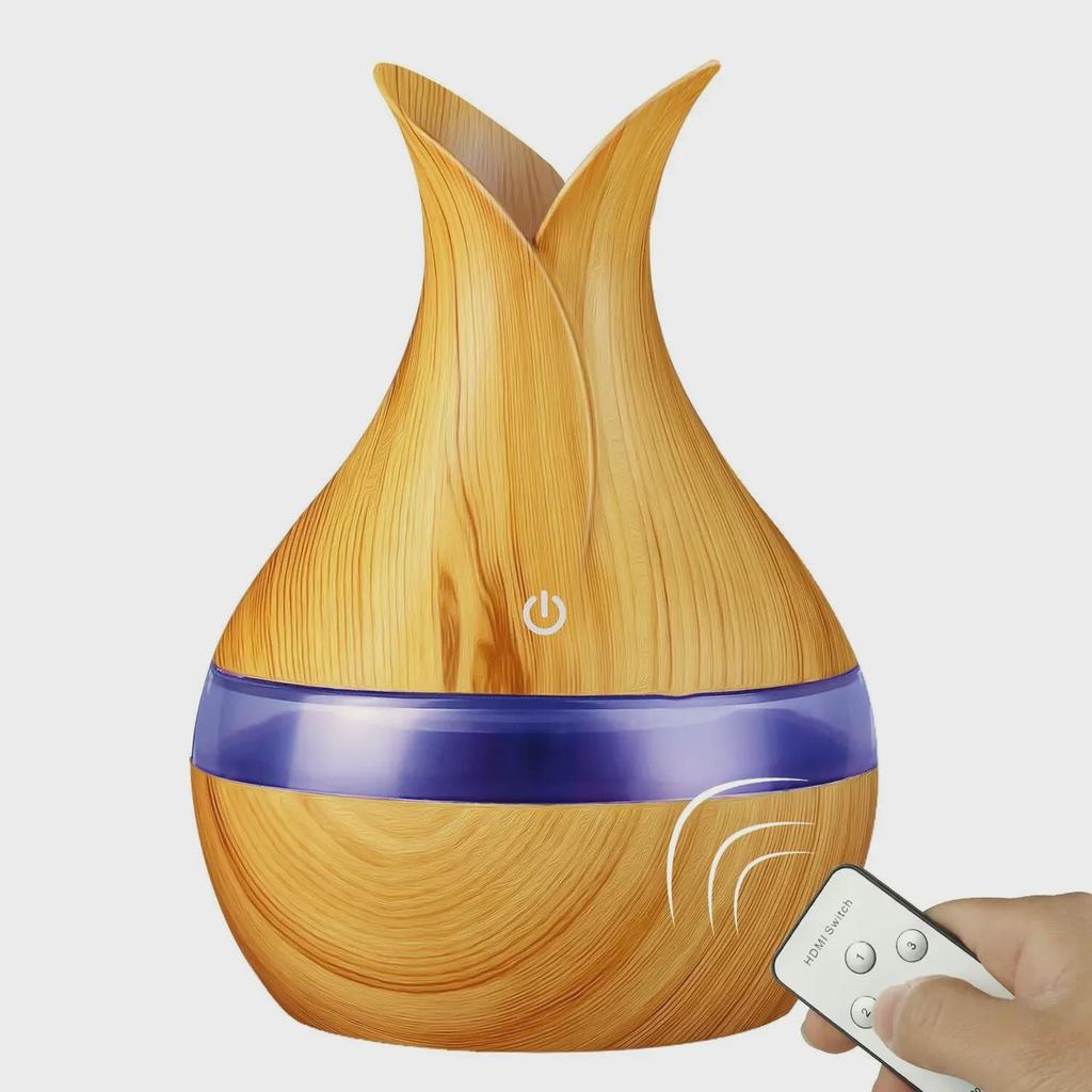 USB Dual Leaf Essential Oil Diffuser: Petal Humidifier Aromatherapy Vase - 300ml Mini