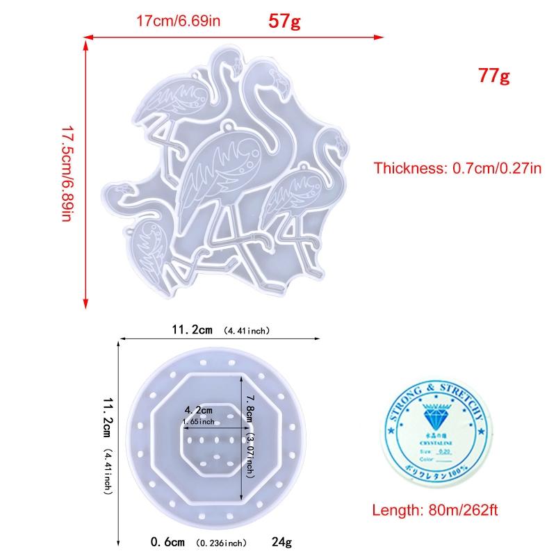 1 Set Flamingo Wind Chime Pendant Drop Glue Mold Diy Keychain Coaster Flamingo Wall Hanging Decorative Silicone Mold