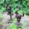 European Retro Cast Iron Yoga Frog Ornament for Home Display