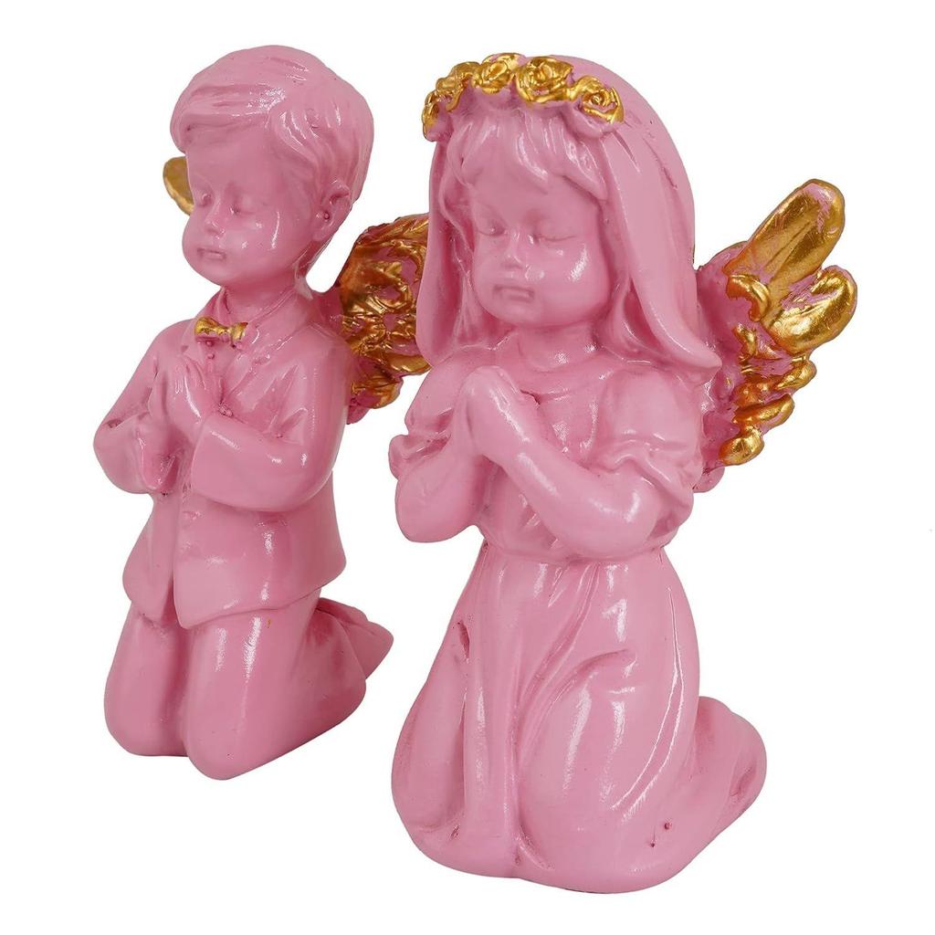 Angel Girl & Wings Boy Sttaue for Home Décor Showpiece | Fairy Girl Statue for Home Décor Items (Girl & Boy, Set of 2)