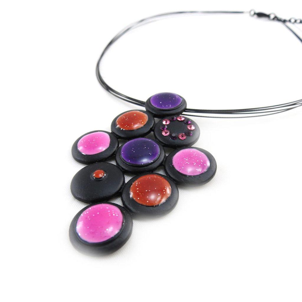 NOA [J4503] - Designer Necklace 'Coloring' Pink Purple