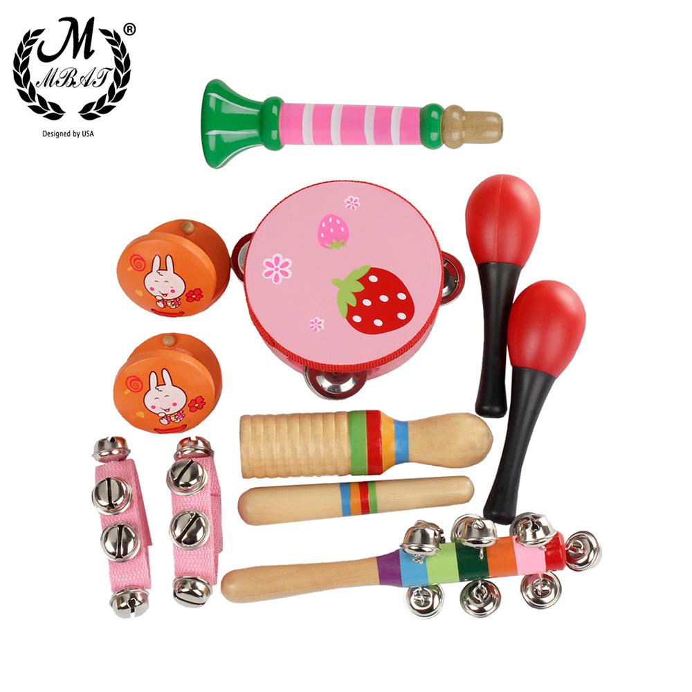 M MBAT 10-piece Orff Musical Instrument Set Early Childhood Music Toys Educational Musical Toys Percussion Instrument Set