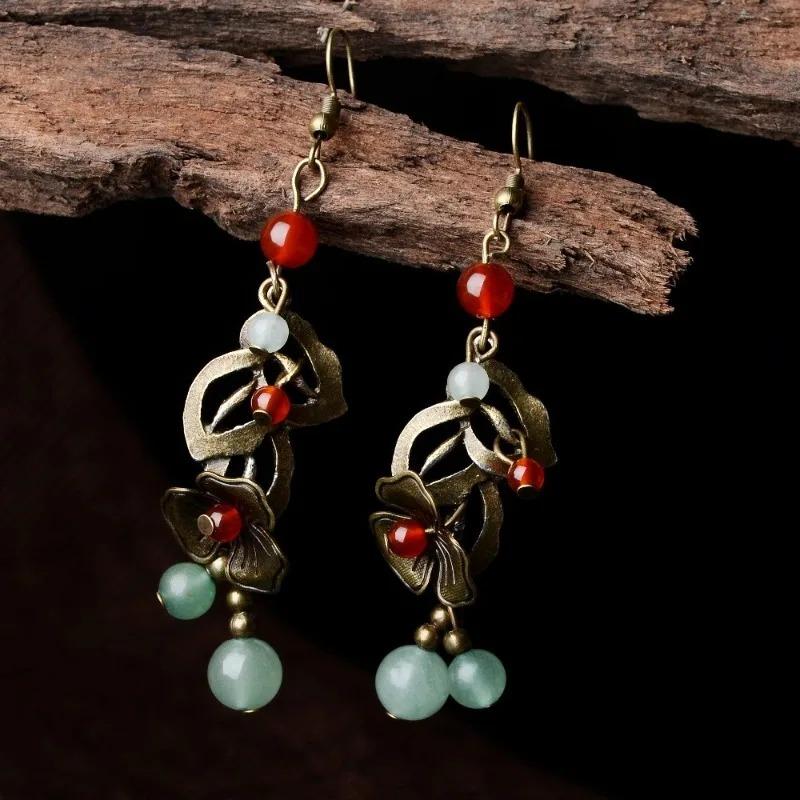Classical Style Earrings Palace Retro Chinese Ethnic Style Earrings Women's Ancient Chinese Clothing Chinese Style Ear Jewelry