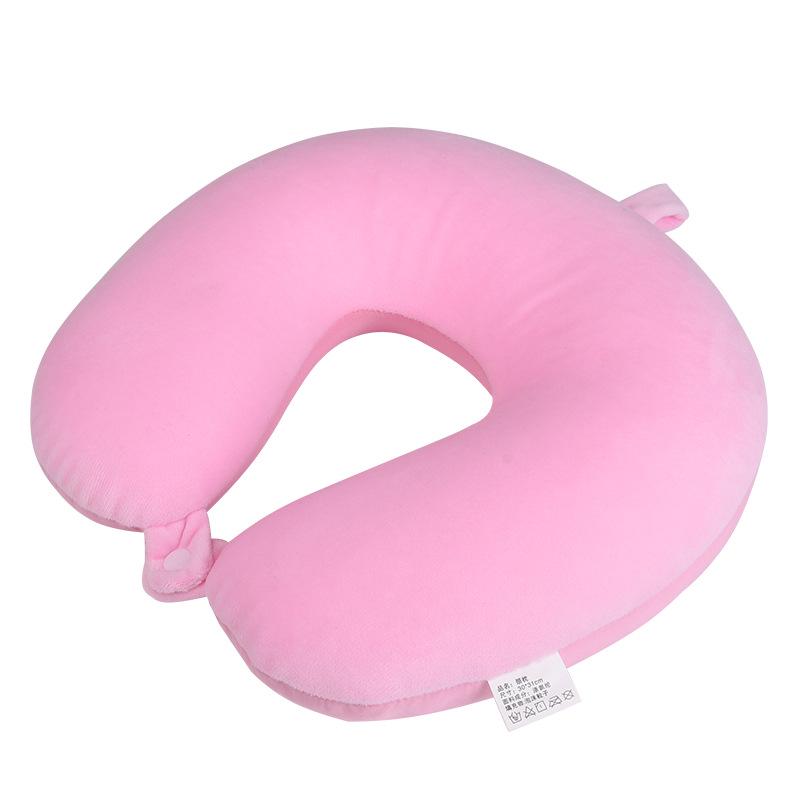 Custom Logo Solid Color U-Shaped Travel Neck Pillow with Foam Particle Support