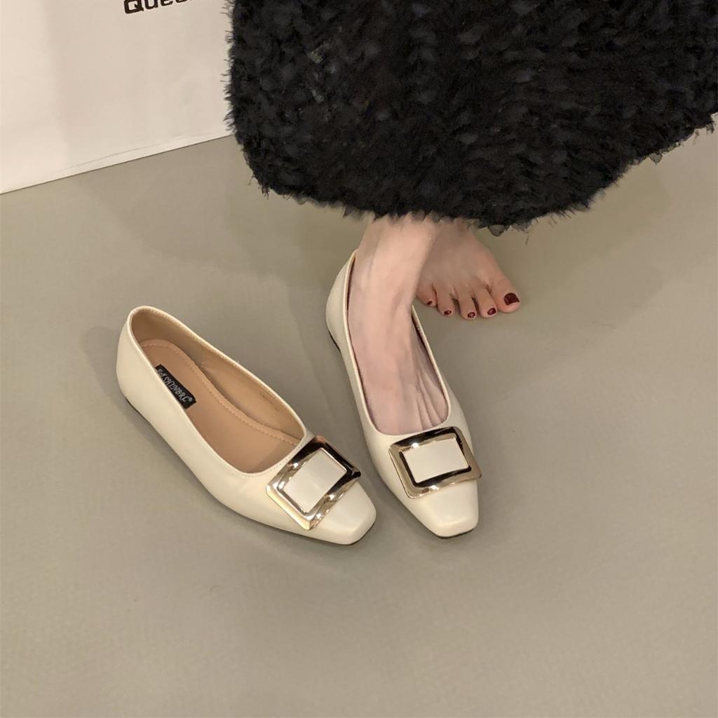 Inner height increase square head red single shoes women's shoes 2025 new spring and autumn French skirt evening shoes commuter shoes