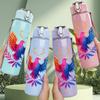 1PC Phoenix Bird Flame Pattern 750ml Color Plastic Sports Water Bottle Leakproof Flip Straw Lid Suitable for Sports Office Home Use