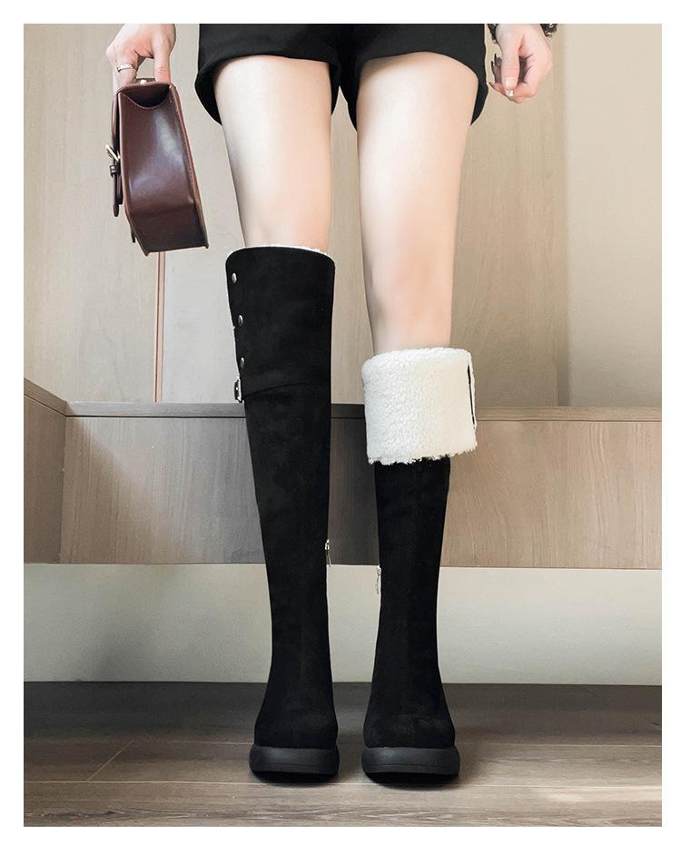 

! Maillard Сапоги ботфорты детские осенне-зимние на толстом высоком каблуке, флисовые сапоги, женские высокие сапоги 39