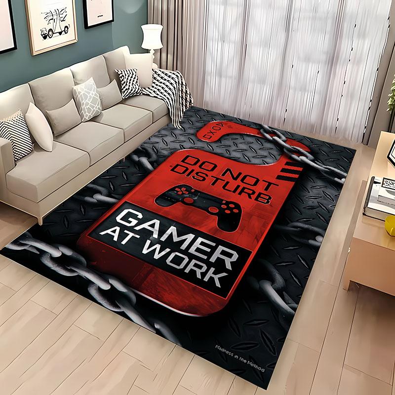 Cartoon Gamer Gamepad Rug Non-Slip Floor Mat for Kids Bedroom Living Room Sofa Kitchen Decor