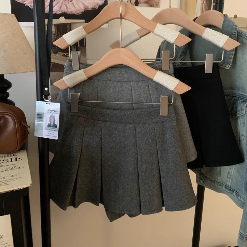 Damen High-Waist Woll Falten Minirock Hose - Herbst 2025 Trendiger Eleganter Stil