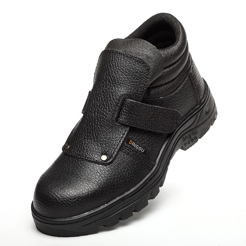 Plus Size Mens Anti-scalding Welding Boots Steel Toe Covers Safety Boot Cow Leather Work Shoes Safe Ankle Botas Seguridad Black