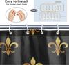 Fleur De Lis Pattern Shower Curtain, Waterproof Shower Curtain Set with 12 Hooks, Polyester Fabric Shower Curtains for Bathroom,