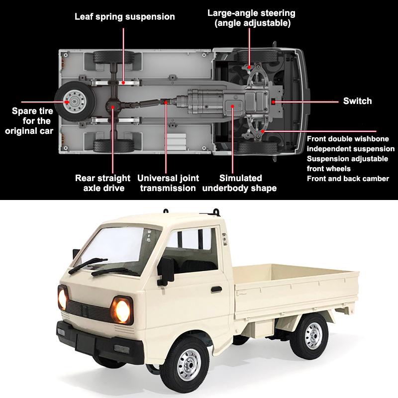 WPL D12 1:10 / 1:16 RC CAR Simulation Drift Climbing Truck LED Light Haul Cargo Remote Control Electric Toys For Children
