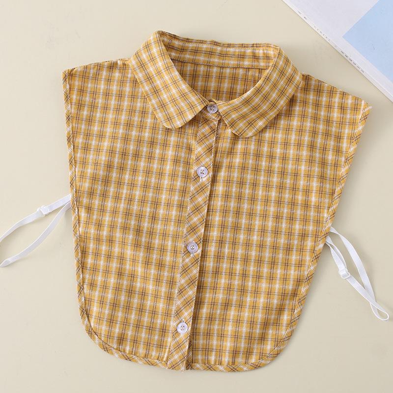 Rundhals Pilzkante Gelber Kragen Hemd Falscher Kragen Kinder Spitzkragen Karomuster Stehkragen Baumwolle Student B537