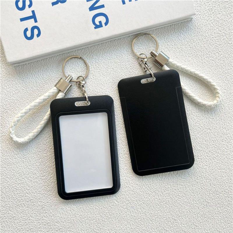 Multicolor Matte Plastic Id Card Holder Wrist Lanyard Scratch Resistant Shell For Students Office Workers Access Cards