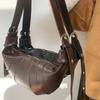 New bag retro niche croissant cowhide dumpling bag fashion one shoulder crossbody baguette women's bag
