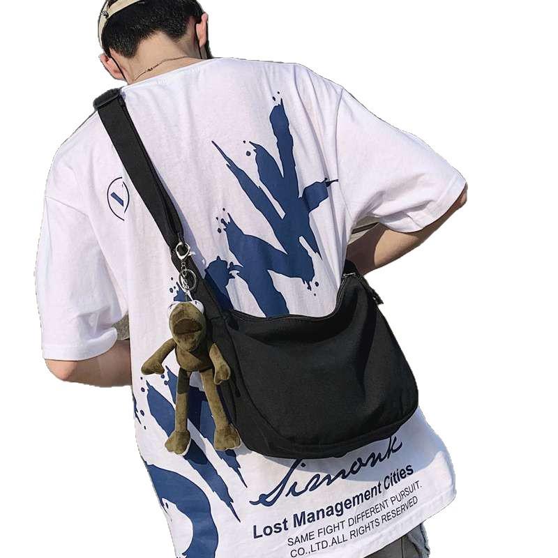 Módní unisex plátěná crossbody taška - Japonský hip hop styl