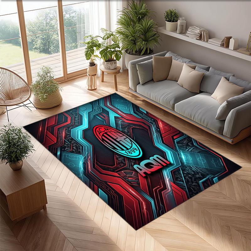 AC Milan Printed Flannel Area Rug Non Slip Soft Polyester Floor Carpet Indoor Decor Mat for Bedroom Living Room Sofa Game Room Home Decoration