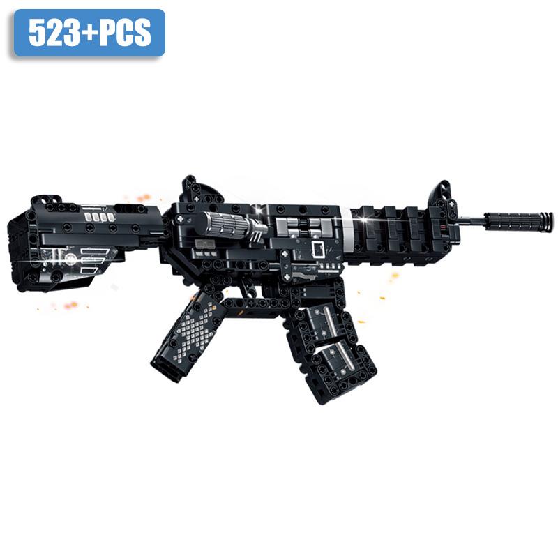 Military MOC M2 Machine Gun Sniper Rifle K98 MP5 AK47 M4A1 Gatling Gun Building Blocks DIY UZI Weapon Bricks Toys For Kids Gifts