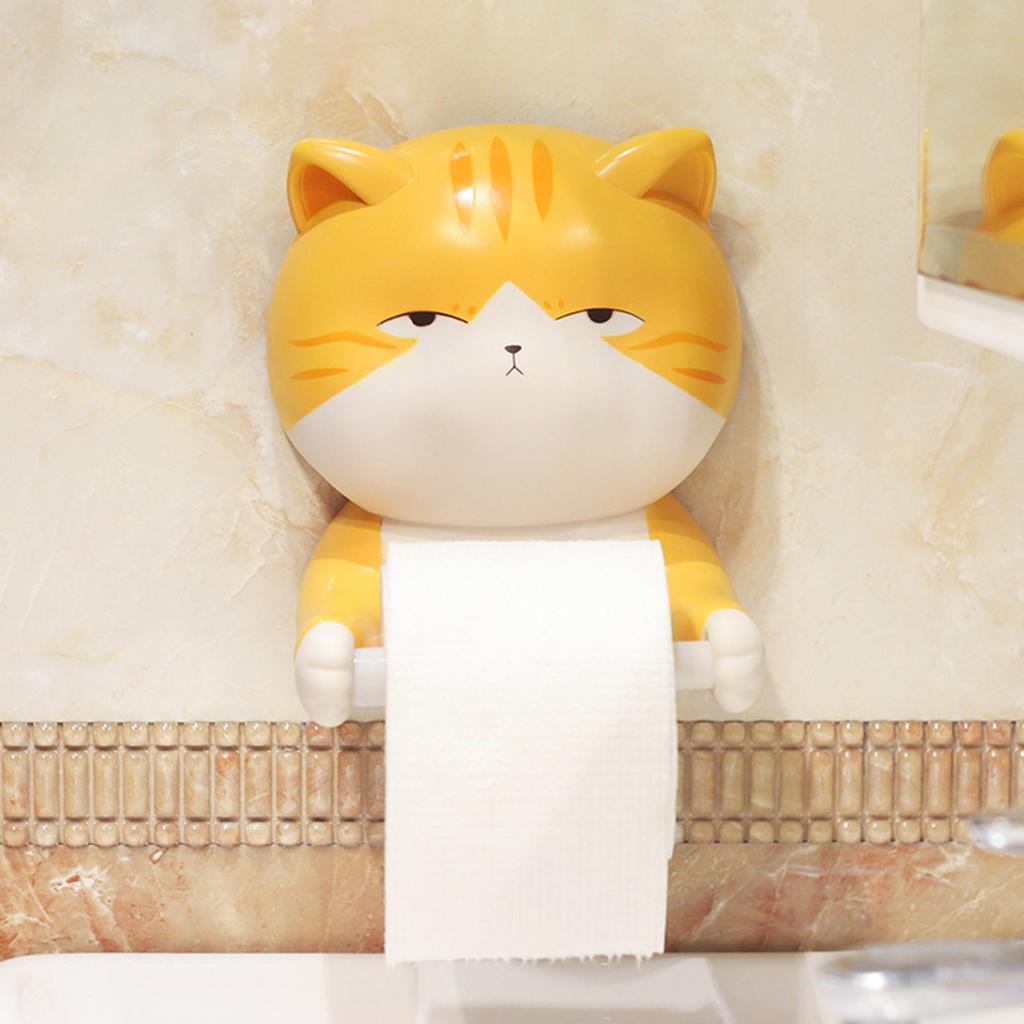 Upgrades Toilet Roll Holder Easy Install Kitchen Tissue Hanger Cat Figure Resin Paper Towel Holder Bathroom Accessories