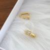 Luxury Exquisite Geometric Square Crystal Hoop Earrings for Women Temperament Gold Color Stainless Steel Korea Jewelry Wholesale