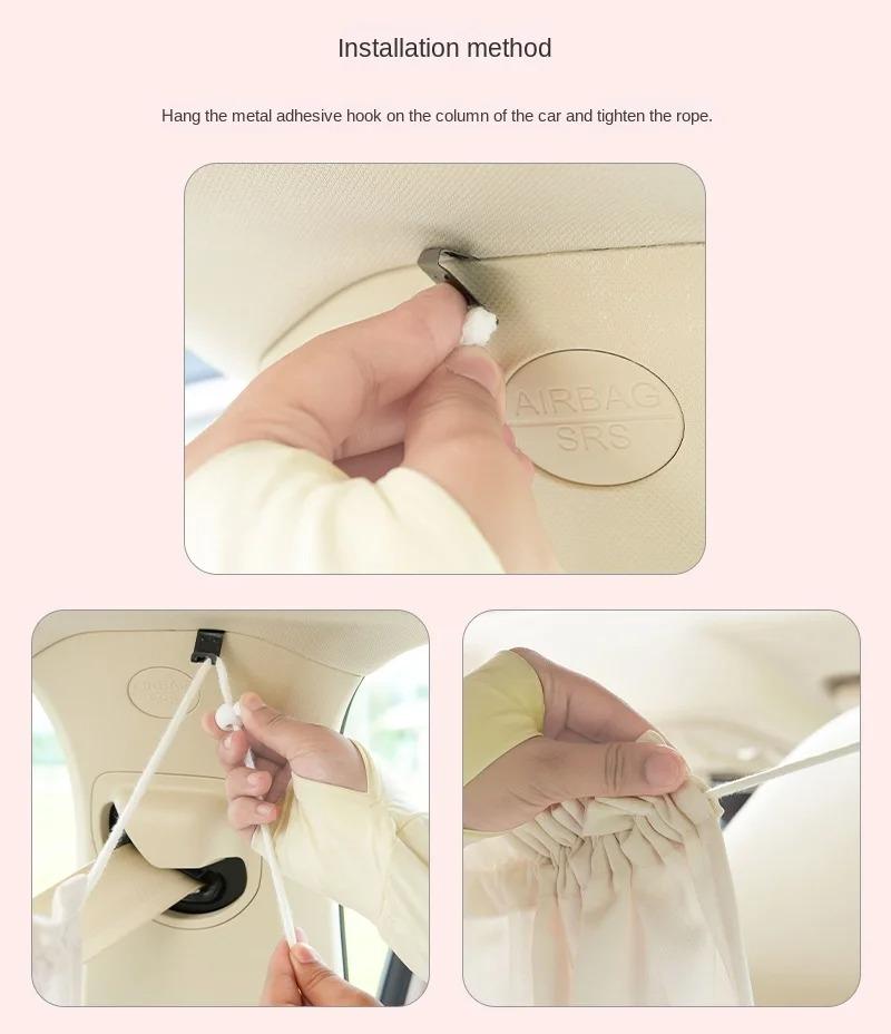 Double cotton gauze car partition curtain Cartoon bear rabbit car privacy curtain summer sun shield