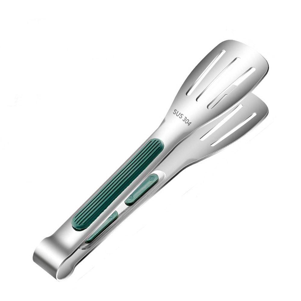 Stainless Steel Kitchen Tongs with Green Non-slip Handle Metal Tongs Practical Cooking Tongs  Home