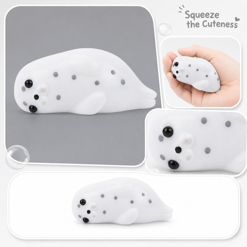 Soft Squishy Seal Toy Stress Relief Squeeze Animal Figure Sensory Toy for Kids and Adults Durable Flexible Material