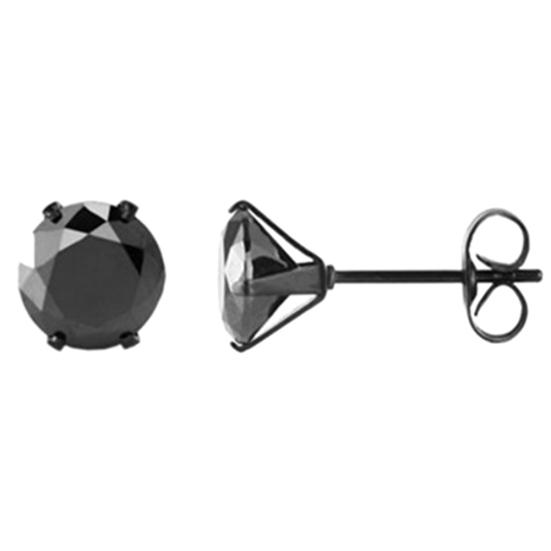 1Pc Punk Men Women 6/8mm Black Six Claw Cubic Zirconia Stud Earrings Jewelry