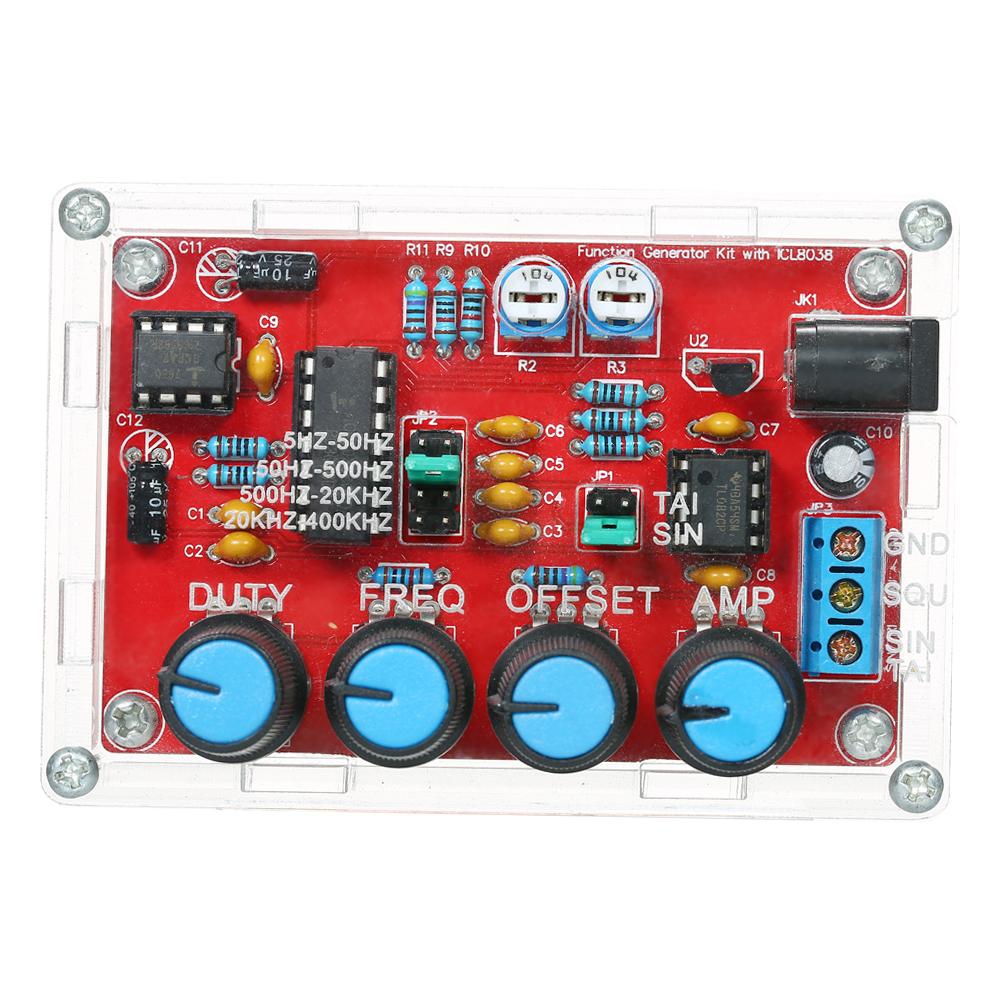 ICL8038 High Precision Generator DIY Kit Sine Triangle Square Sawtooth Output 5Hz 400kHz Adjustable Frequency Amplitude