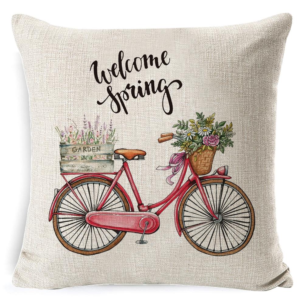 New Digital Printing Easter Theme Pillow Cover Cushion Cover Cute Bunny Truck Animal Pillow Cover