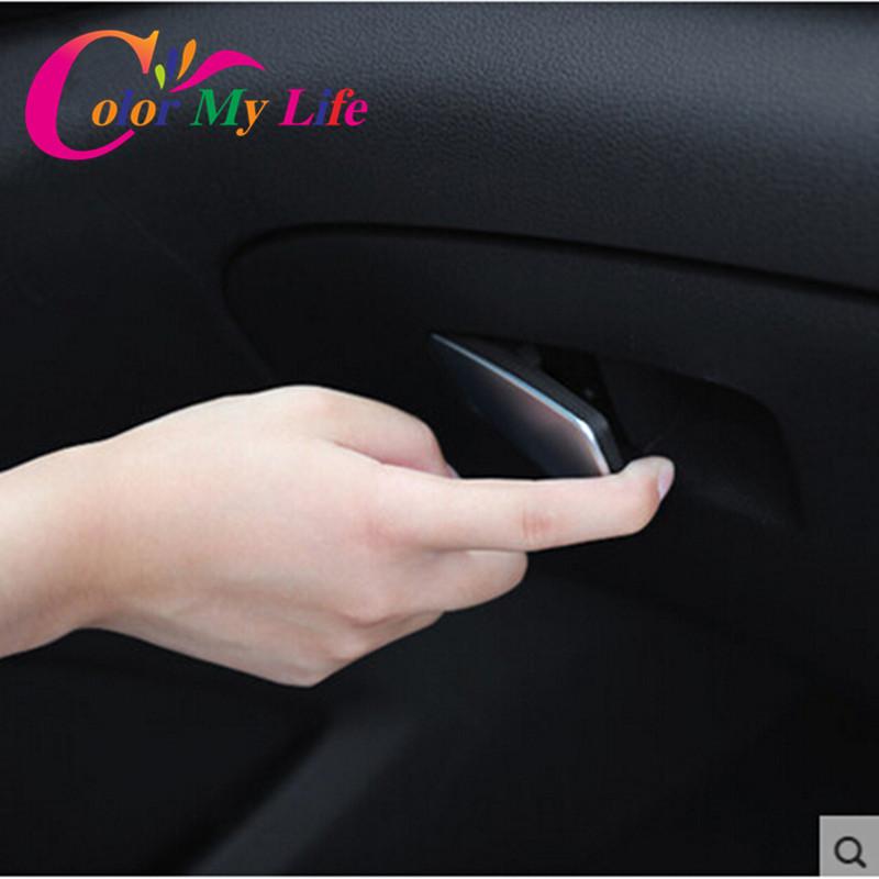 Color My Life Car Sticker Chrome Glove Box Handle Cover Glove Box Sticker For Hyundai New Tucson 2015 2016 2017 LHD