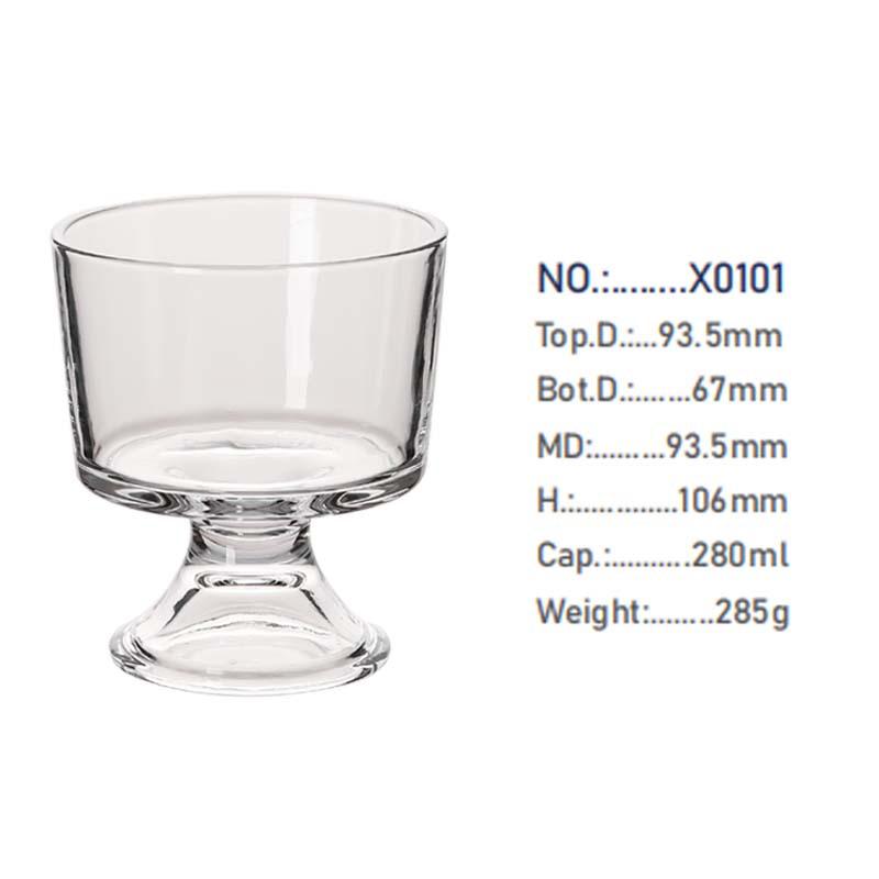 Low-Base Glass Cup for Ice Cream, Coffee, Yogurt, and Desserts