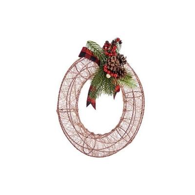 Christmas Wreath - Champagne Metal - 29 X 12 X 30 Cm - Interior Decoration - Mixed