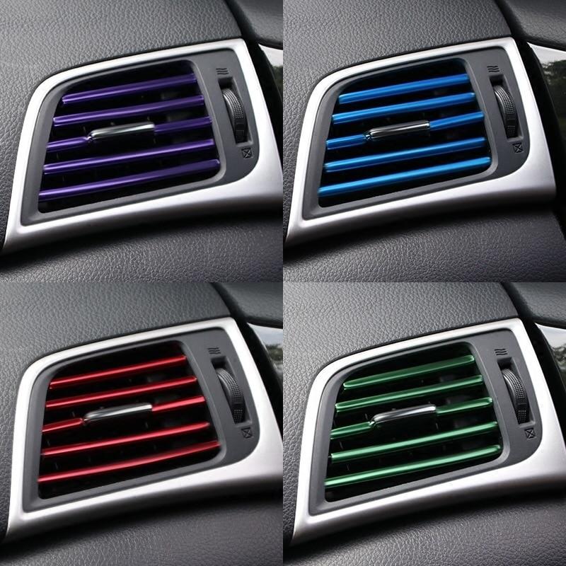 10pcs 20cm Car Interior Chrome Blower Strip Air Conditioner Vent Outlet Trim Strip Fan Edge Door Protector Decoration