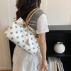 Korean Polka Dot Tote Bag With Belt Buckle Detail Women Large Capacity Casual Shoulder Bag Stylish Daily Commute Work Handbag